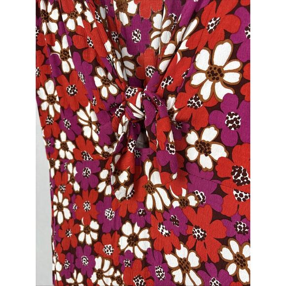 Faithfull The Brand Mailee Midi Dress Women's Medium Colorful Floral Front Tie - Picture 6 of 12